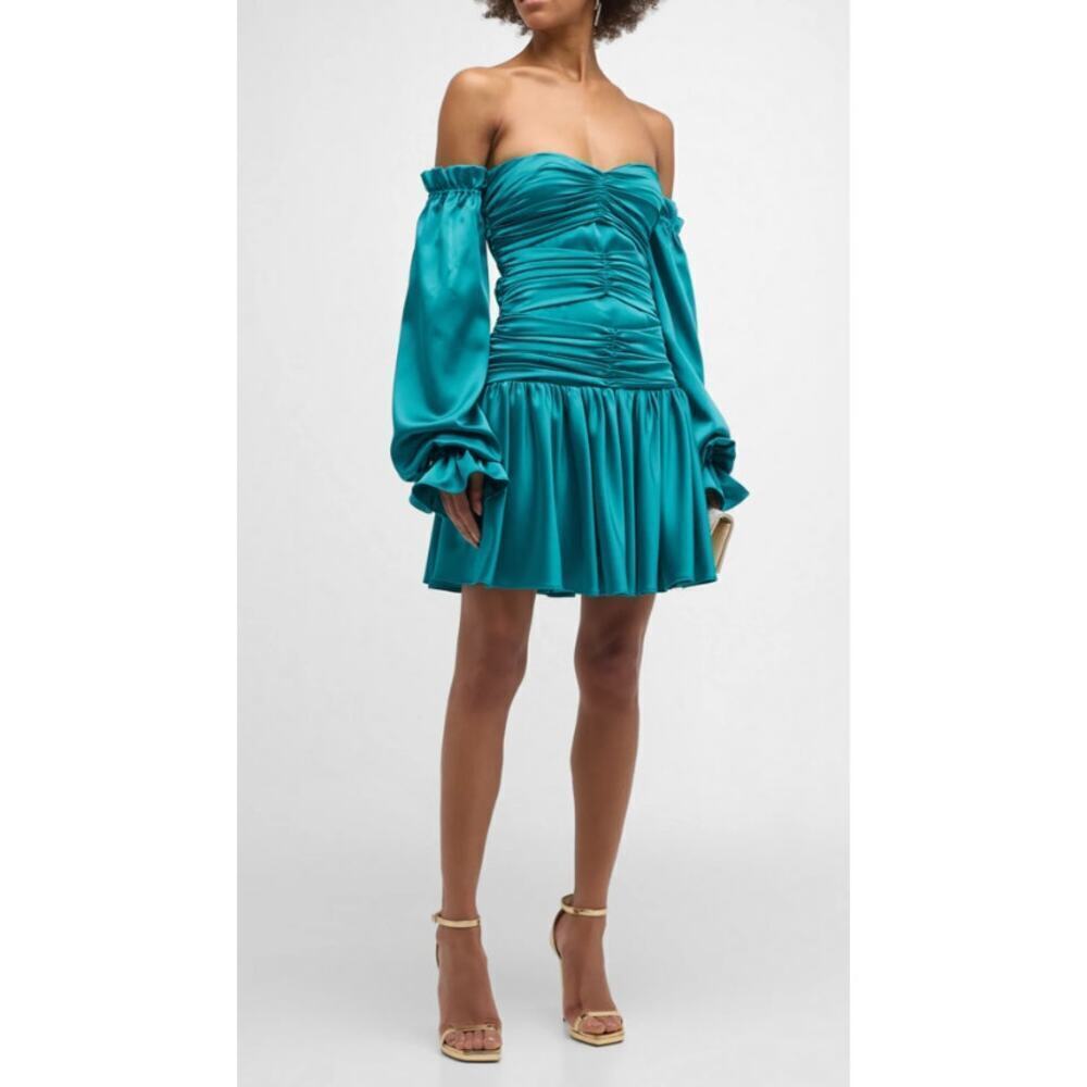 GIGII'S Selina Ruched Off-Shoulder‎ Mini Dress size Small